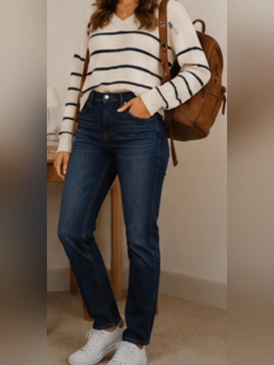 7 For All Mankind Denim - 7 For All Mankind Boy Cut Jeans Dark Wash Stretch Straight Leg Premium Denim